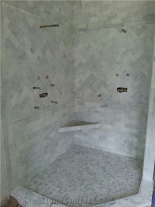 Silver Marble Shower Design, Wall Tiles