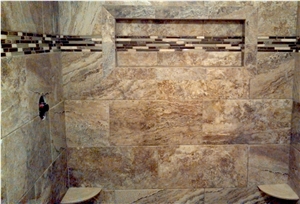 Tobacco Travertine Wall Application Slabs & Tiles, Mexico Brown Travertine