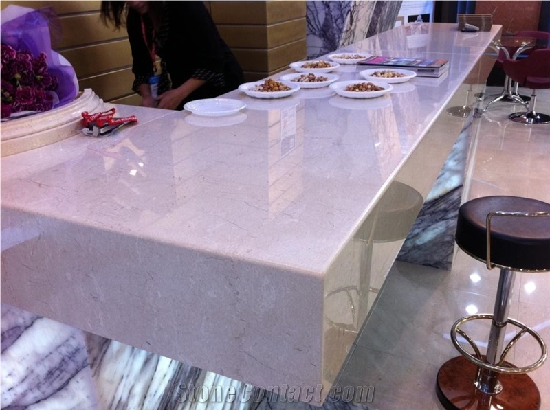 Mioni Beige Marble Reception Table Top, Countertops