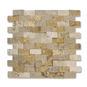 Mosaics Of Splitface Travertine, Beige Travertine Mosaics