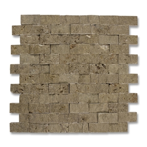 Mosaics Of Splitface Travertine, Beige Travertine Mosaics