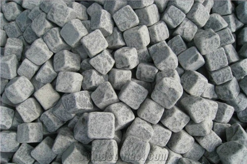 G654 Granite Cube Stone, China Dark Grey Granite Pavers
