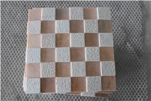 Marble Mosaic, Red Color Mix White Color, White Jade & Wanxia Red Marble Mosaic