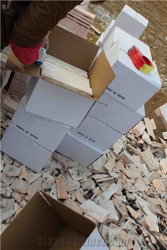 Marble Mosaic, Red Color Mix White Color, White Jade & Wanxia Red Marble Mosaic