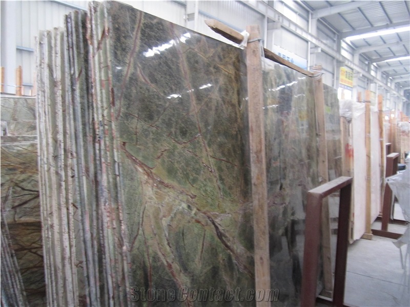 Rain Forest Green Marble Slab,India Green Marble