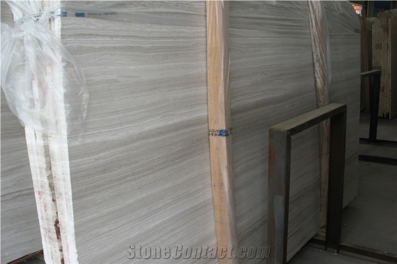 Wooden White Marble Slabs & Tiles, China White Marble