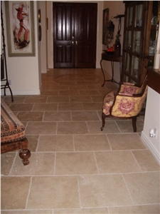 Travertine 16x16 Chiseled Edge Floor Install Slabs & Tiles, Durango Autumn Travertine Slabs & Tiles