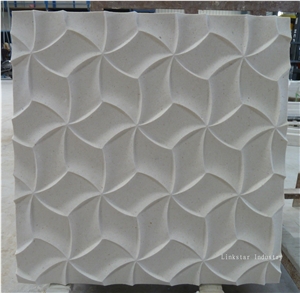 3d Cnc Interior Design with Stone Wall, White Limestone Design
