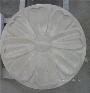 Natural Crema Marfil 3d Interior Design Stone Wall Tile, Beige Marble Sign