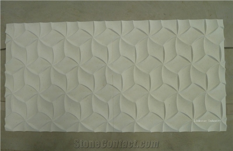 Natural Limestone 3d Wall Panel Cladding Interior Design, White Limestone 3d Wall Panels