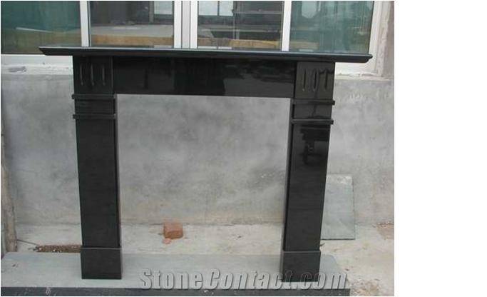 China Absolute Black Granite Fireplace Mantel