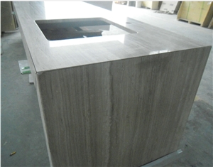 White Wood Vein Marble Countertops