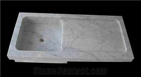 Carrara White Marble Sinks & Basins, Bianco Carrara Marble Drop-In Basins