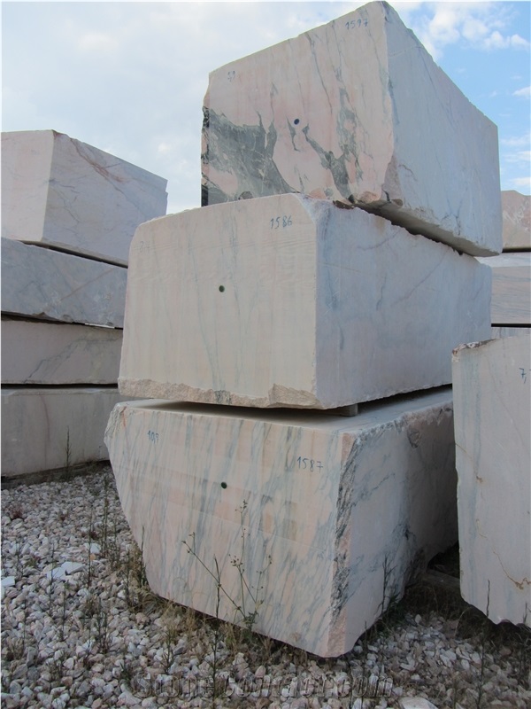 Estremoz Marble Blocks Commercial, White Marble with Veins