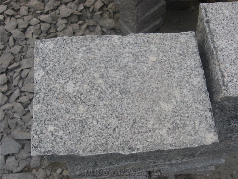 Bush Hammered Granite Paver,G375 Grey Granite Cobble Stone