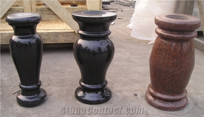 China (Also Called Hebei ) Black Granite Urn, Vase & Bench