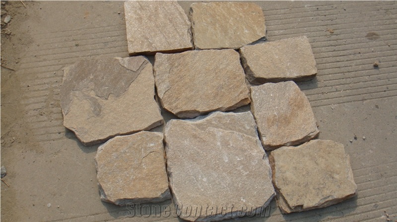 China Yellow Slate Paving Tile, Rough Paving Stone