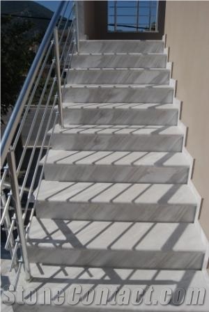 White Ajax Marble for Interior or Exterior Use, White Marble Stairs & Steps