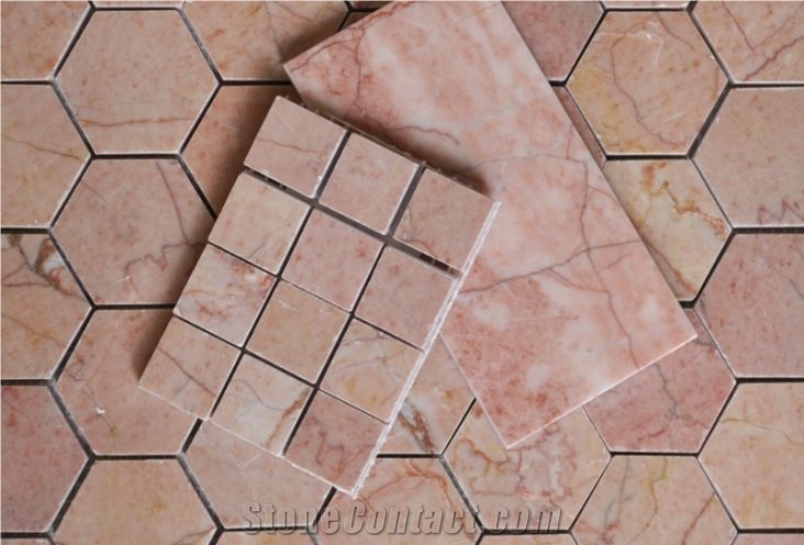 Coral Red Marble Mosaic, Red Jade Marble Polished Mosaic