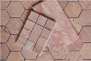 Coral Red Marble Mosaic, Red Jade Marble Polished Mosaic