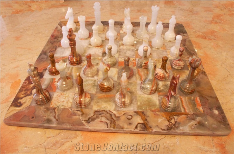 Multi Color Onyx Chess Board Set