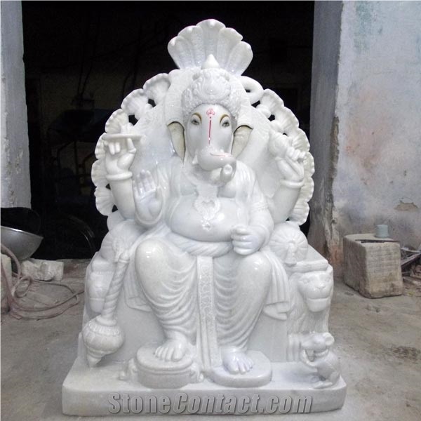 White Jade Marble Ganesh Statue,Human Sculptures