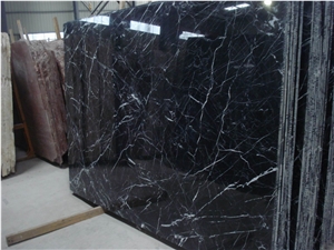 China Marquina Marble Tiles, China Black Marble