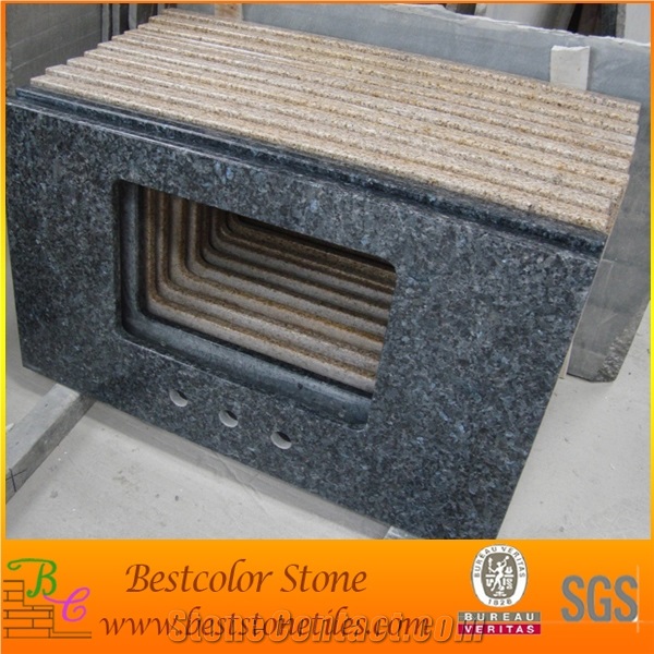 Blue Pearl Granite Countertops Top Mounted with Porcelain Bowl (Packing in Styrofoam Box)