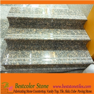 China Giallo Venziano Fiorto Granite Steps / Staircase / Treads, Chinese Giallo Fiorito Brown Granite Stairs