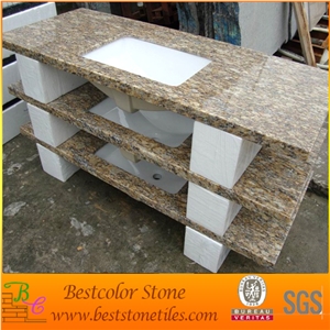 Santa Cecilia Granite Stone Countertops Top Mounted with Porcelain Bowl (Packing in Styrofoam Box), Santa Cecilia Stone Brown Granite Countertops