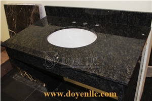 Butterfly Green Granite Vanity Top with Oval Bowl