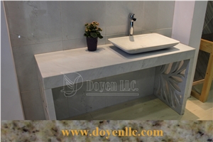 Calacatta White Marble Bathroom Vanity Top & Basin