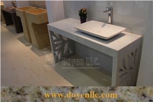 Calacatta White Marble Bathroom Vanity Top & Basin