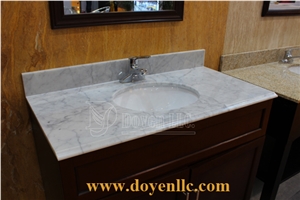 Calacatta White Marble Bathroom Vanity Top with Oval Bowl