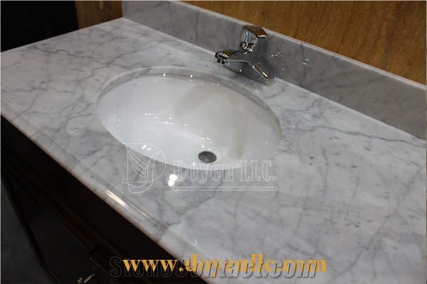 Calacatta White Marble Bathroom Vanity Top with Oval Bowl