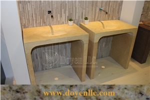 New Beige Marble Bathroom Vanity Top Sink