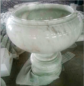 Yunnan White Marble Flowerpot,Vase
