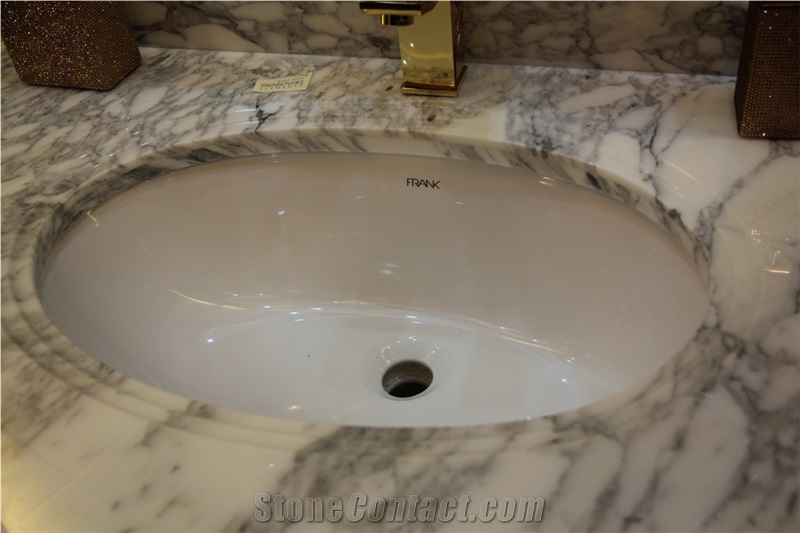 Arabescato Marble Bathroom Countertops, Natural White Marble Bathroom Countertops