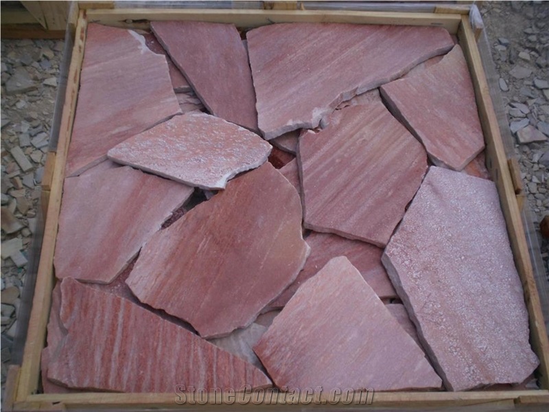 Flagstone Polygonal Tiles Saw Cut Hand Cut Yellow Quartzite Flagstone
