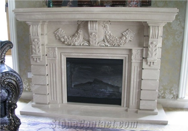 Simple White Marble Continental Fireplace From China