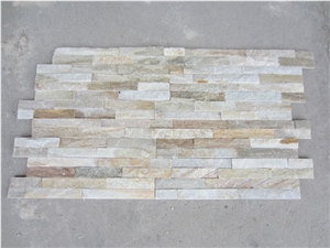 Yellow Quartzite Stack Stone Panels, Culture Stone, Wall Cladding Stone Tiles, Slim Wall Panels