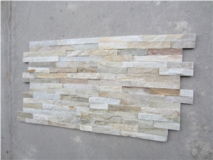 Yellow Quartzite Stack Stone Panels, Culture Stone, Wall Cladding Stone Tiles, Slim Wall Panels