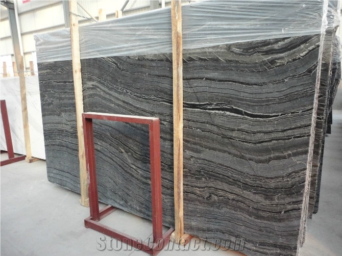 Wellest Ancient Wood Black Marble, Big Slab,Random Edge,Polished Surface,China Black Marble