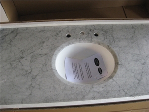 Wellest Bianco Carrara White Marble Vanity Top, Bath Top,Natural Stone