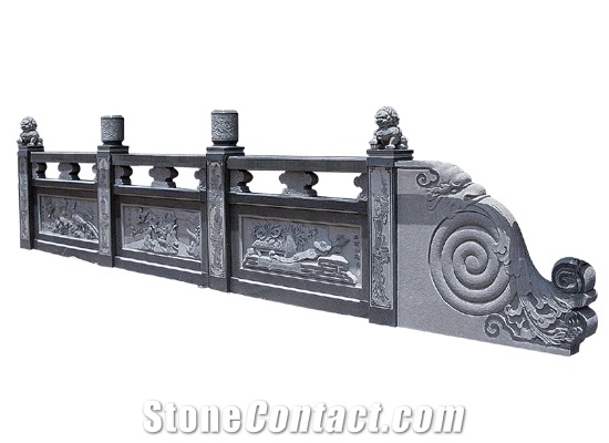 Wellest Black & Dark Grey Granite Fence,China Granite,G654 Sesame Black Fence,Model No.Gb035