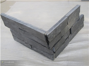 Wellest Black Slate Culture Stone Corner,Ledge Stone Corner,Stacked Stone Corner, Flat,Wall Cladding Tile,Veneer Panel,Z Shape, Interlocked