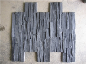 Wellest Black Slate Culture Stone, Ledge Stone,Stacked Stone, Rough,Wall Cladding Tile ,Veneer Panel,Z Shape, Interlocked,China Black Slate,Sl-018rz
