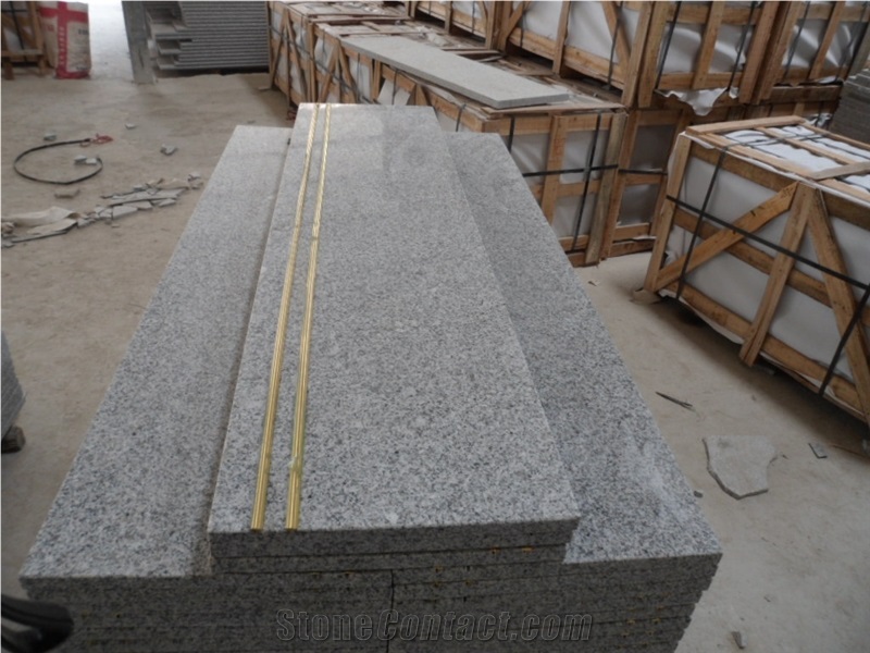 Wellest G603 China Rosa Beta,Padang Light Grey,Luner Pearl Granite Step,Eased Edge,With Antislip, with Metal Strip, Polished,China Granite,Natural Stone