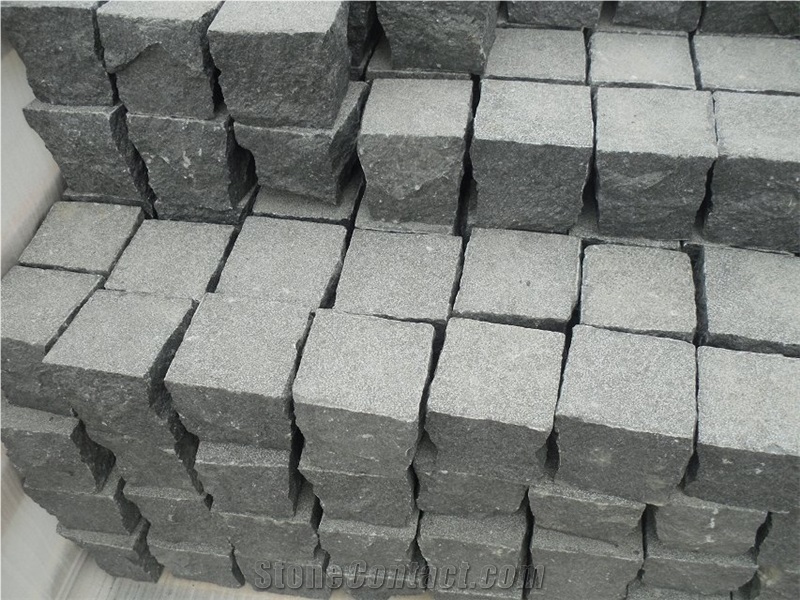 Wellest G684 Fortune Black Granite Paving Cube Stone,Saw Cut Finish ...