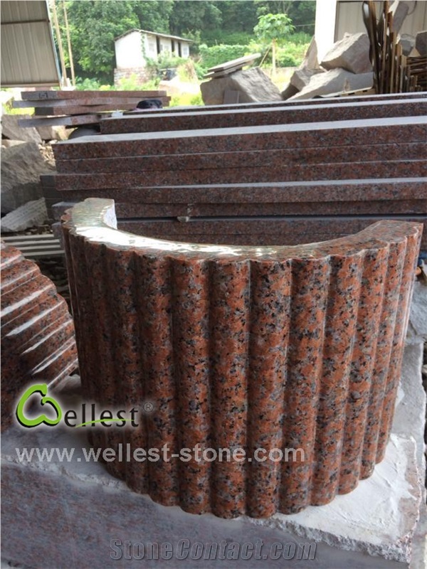 Wellest Maple Red Granite Pillar Skin Column Skin,Round Shape,Polished,Semicircle,Hemicycle,China Red Granite